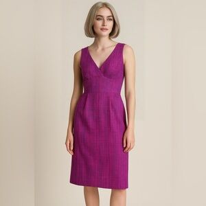Preppy Pink and Purple Tweed Dress by Trina Turk